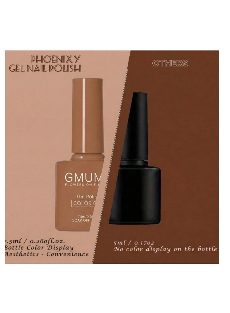 GMUME Caramel Brown Gel Nail Polish 7.5ml Warm Chestnut Earth Tone, UV/LED Cured Soak-Off - Image 4